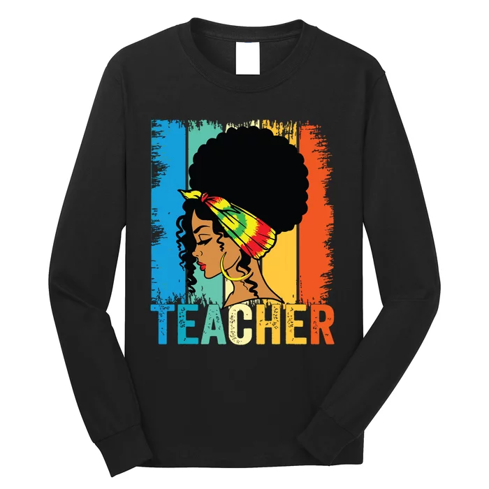 Black Teacher Juneteenth 2024 Afro Woman Black History Month Long Sleeve Shirt