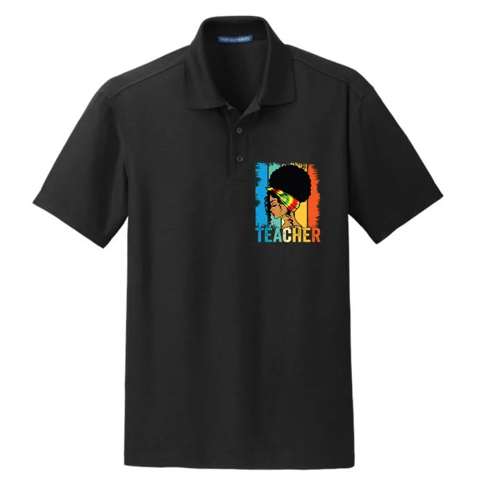 Black Teacher Juneteenth 2024 Afro Woman Black History Month Dry Zone Grid Performance Polo