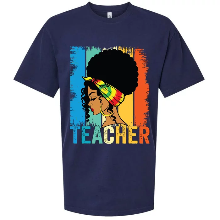 Black Teacher Juneteenth 2024 Afro Woman Black History Month Sueded Cloud Jersey T-Shirt