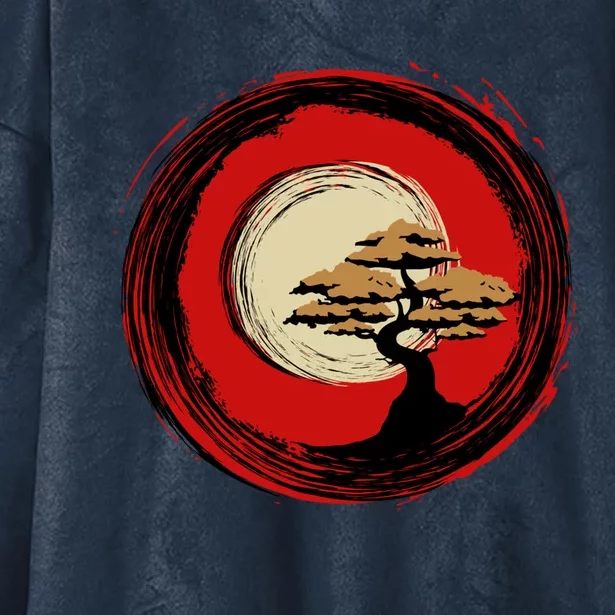 Bonsai Tree Japanese Chinese Zen Enso Circle Buddhist Yoga Funny Gift Hooded Wearable Blanket