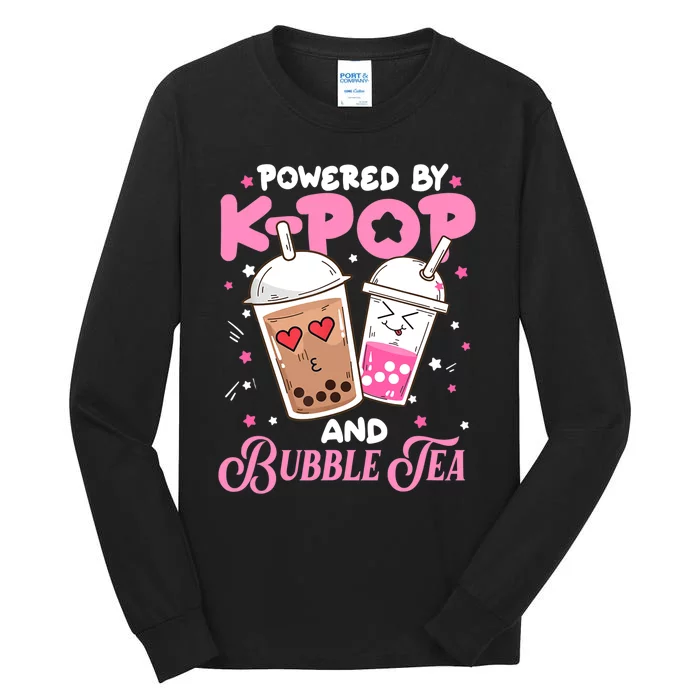 Boba Tea Kawaii Anime Girls Powered By Kpop And Bubble Tea Tall Long Sleeve T-Shirt