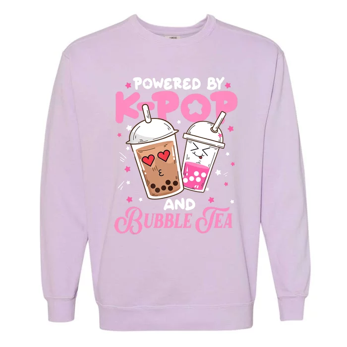 Boba Tea Kawaii Anime Girls Powered By Kpop And Bubble Tea Garment-Dyed Sweatshirt