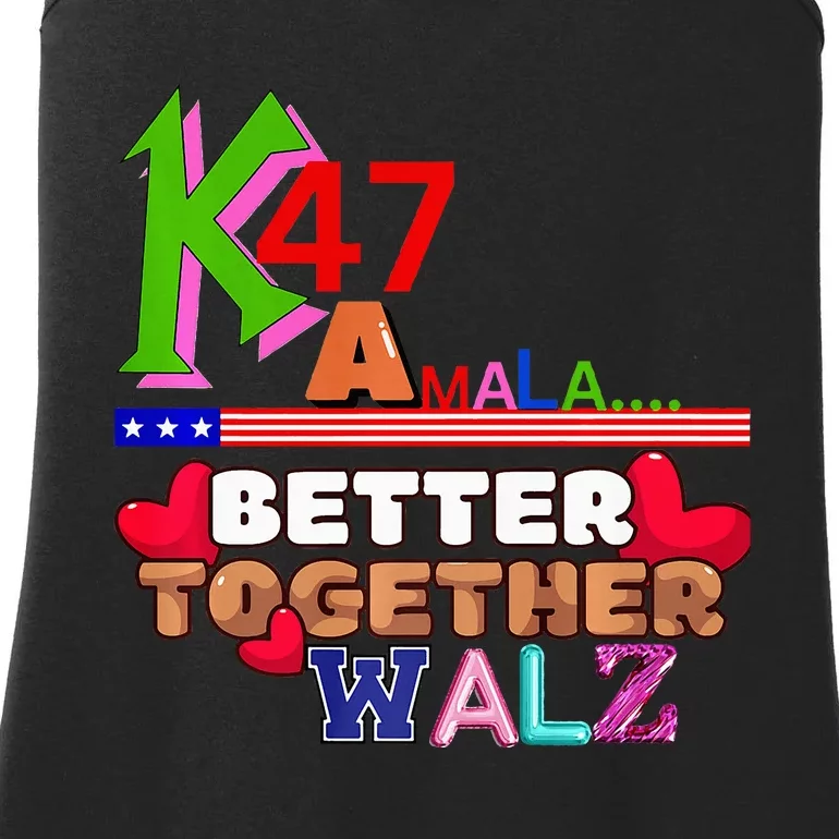 Better Together Kamala Walz Presidential Political Statement Ladies Essential Tank