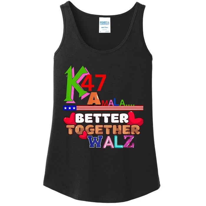 Better Together Kamala Walz Presidential Political Statement Ladies Essential Tank