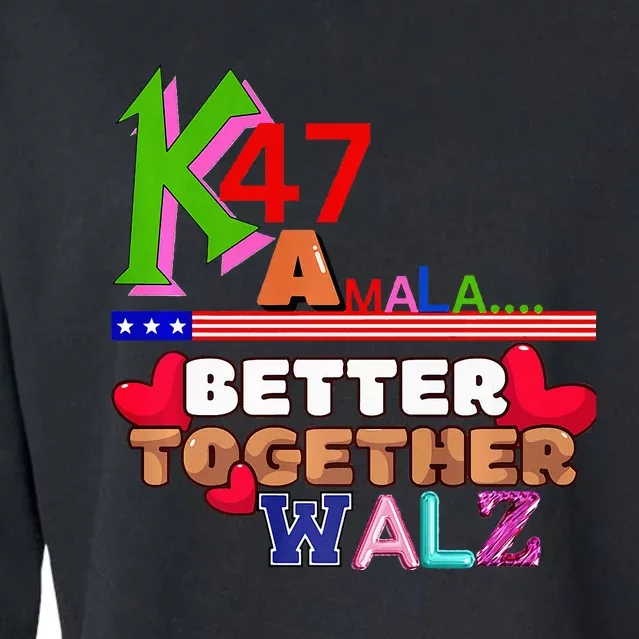 Better Together Kamala Walz Presidential Political Statement Cropped Pullover Crew