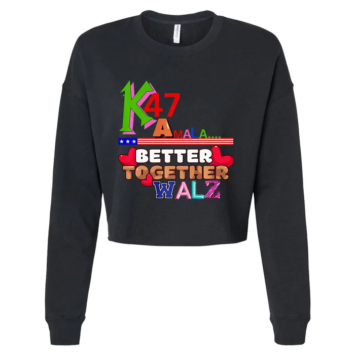 Better Together Kamala Walz Presidential Political Statement Cropped Pullover Crew