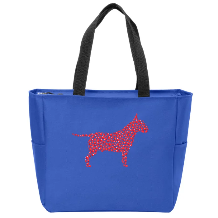 Bull Terrier Lover Heart Shape Bull Terrier Valentine's Day Gift Zip Tote Bag