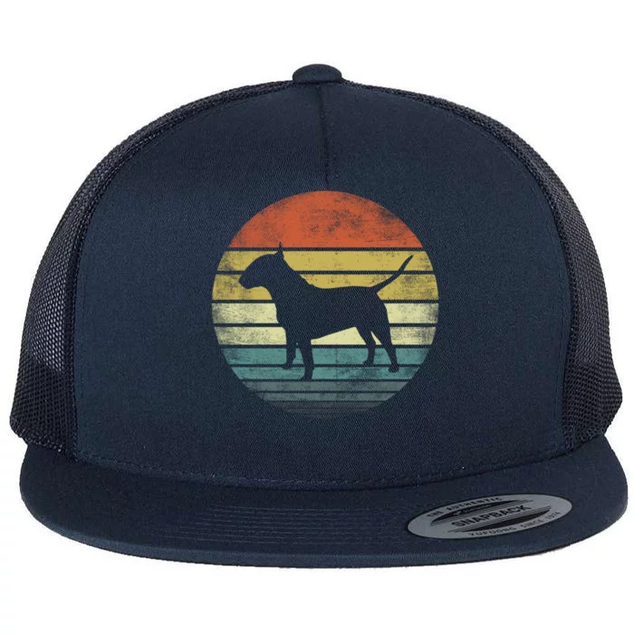 Bull Terrier Lover Owner Funny Gift Retro Sunset Dog Mom Dad Great Gift Flat Bill Trucker Hat