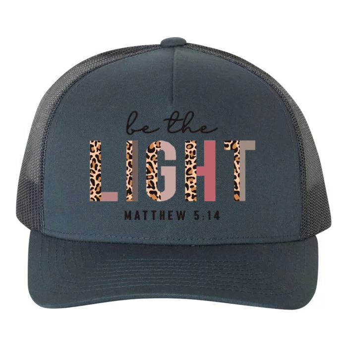 Be The Light Matthew Christian Faith Bible Verse Leopard Yupoong Adult 5-Panel Trucker Hat