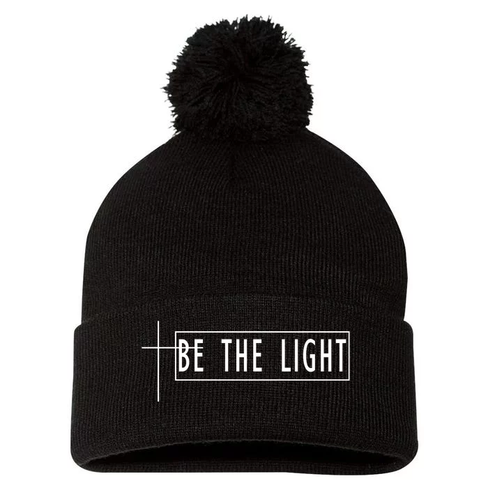 Be The Light Christian Slogan Pom Pom 12in Knit Beanie