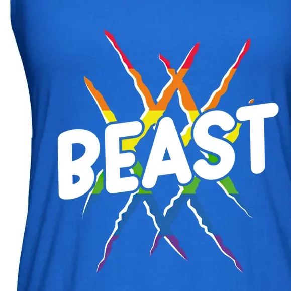 Beast Tiger Lion Claw Funny Lgbtq Awareness Rainbow Pride Gift Ladies Essential Flowy Tank