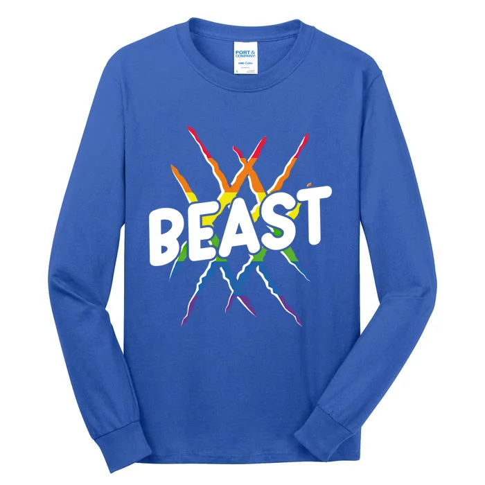 Beast Tiger Lion Claw Funny Lgbtq Awareness Rainbow Pride Gift Tall Long Sleeve T-Shirt