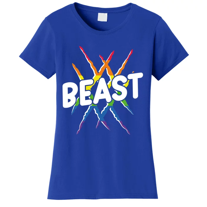 Beast Tiger Lion Claw Funny Lgbtq Awareness Rainbow Pride Gift Women's T-Shirt