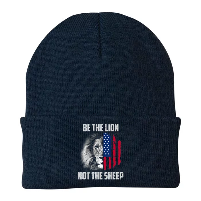 Be The Lion Not The Sheep Patriotic American Flag Knit Cap Winter Beanie