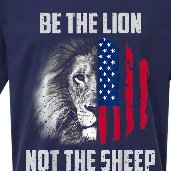 Be The Lion Not The Sheep Patriotic American Flag Sueded Cloud Jersey T-Shirt