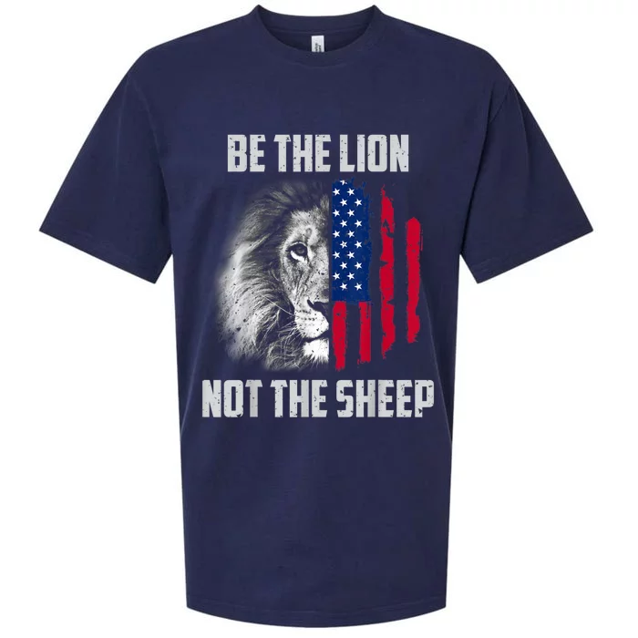 Be The Lion Not The Sheep Patriotic American Flag Sueded Cloud Jersey T-Shirt