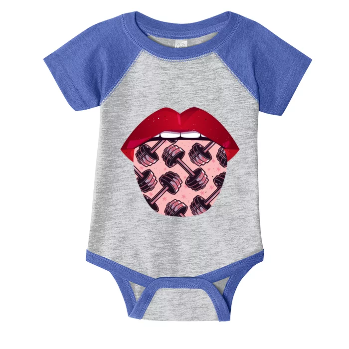 Bodybuilding Tongue Lifting Weights Gym Fitness Bodybuilder Cute Gift Infant Baby Jersey Bodysuit