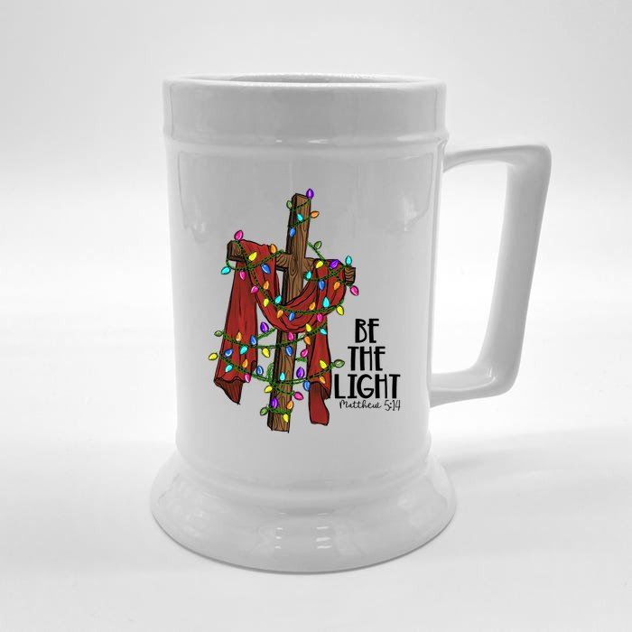 Be The Light Matthew 5 14 Christmas Jesus Cross Front & Back Beer Stein