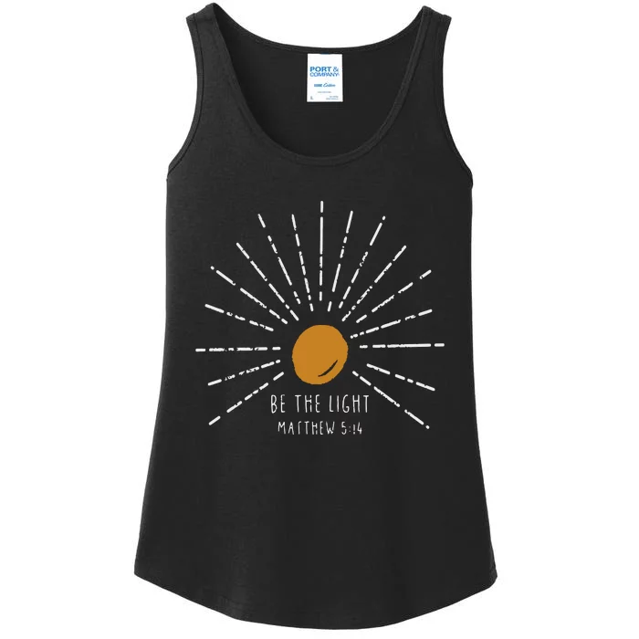 Be The Light Matthew 5:14 Sunburst Vintage Christian Ladies Essential Tank