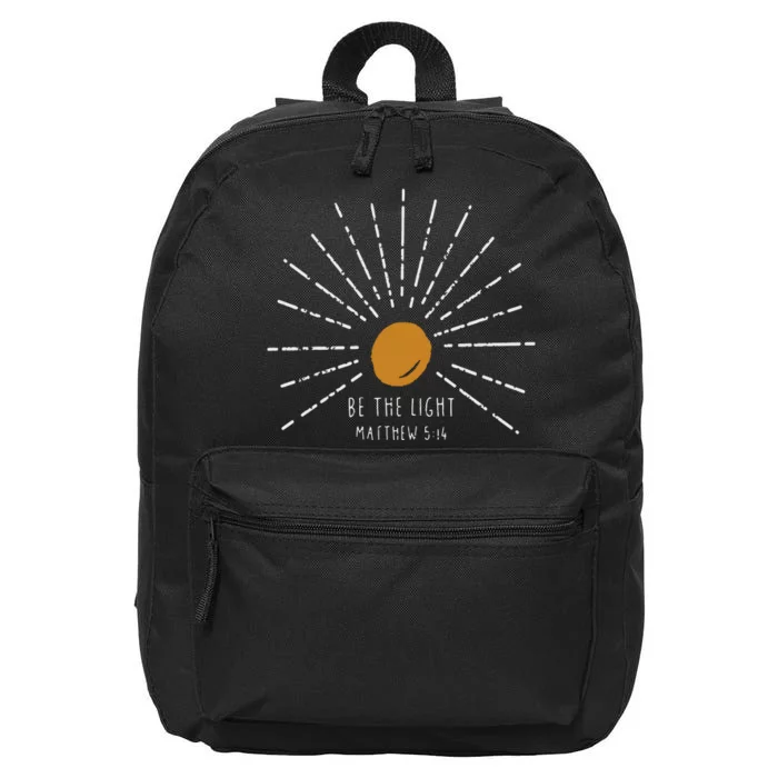 Be The Light Matthew 5:14 Sunburst Vintage Christian 16 in Basic Backpack