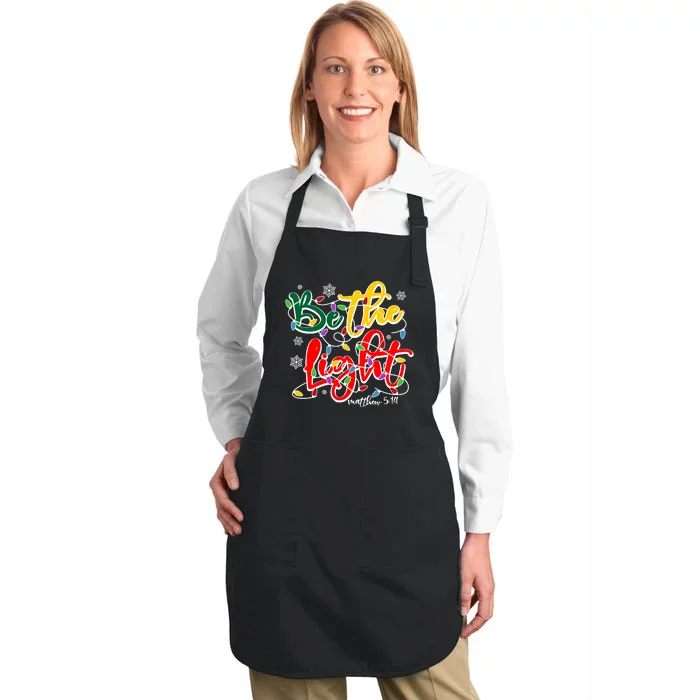 Be The Light Matthew 5 14 Jesus Christmas Lights Full-Length Apron With Pocket