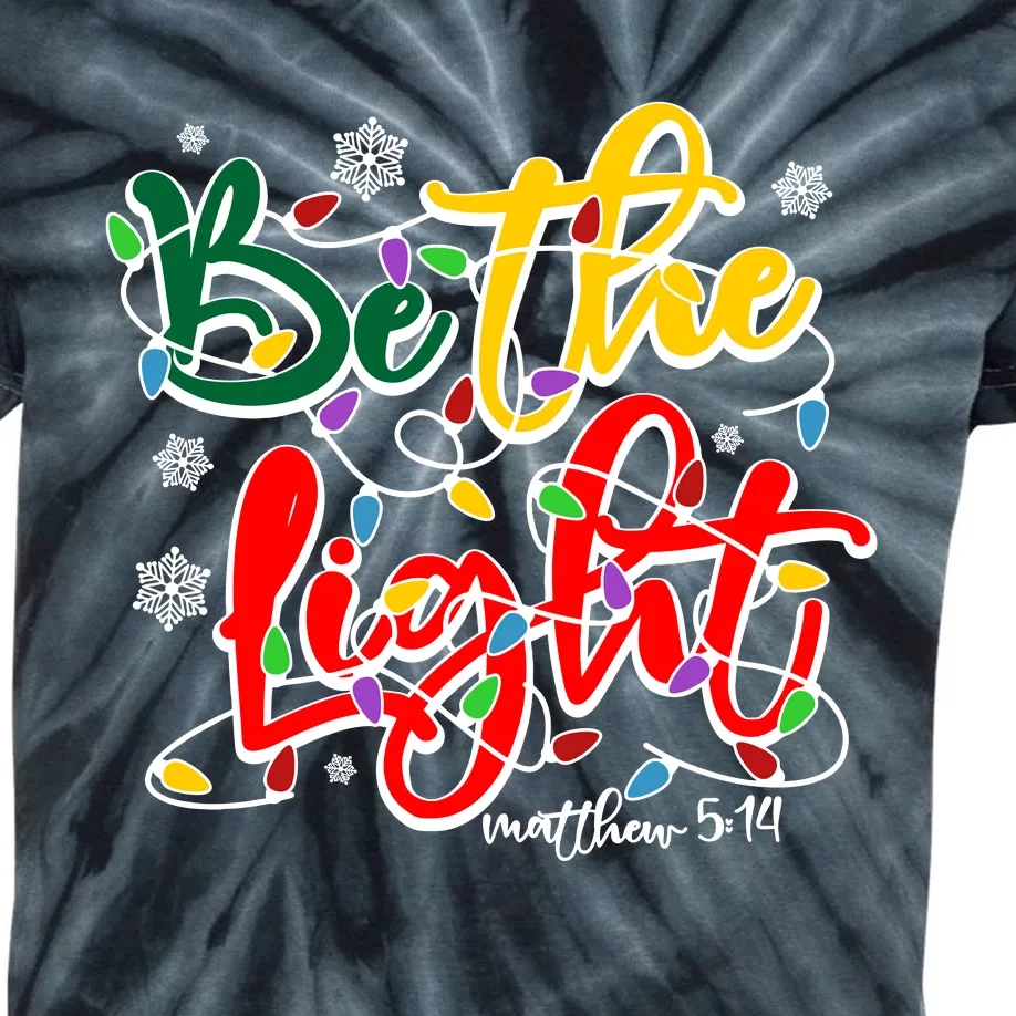 Be The Light Matthew 5 14 Jesus Christmas Lights Kids Tie-Dye T-Shirt