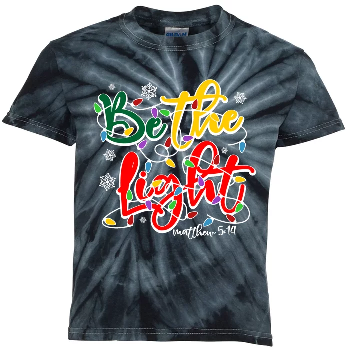 Be The Light Matthew 5 14 Jesus Christmas Lights Kids Tie-Dye T-Shirt