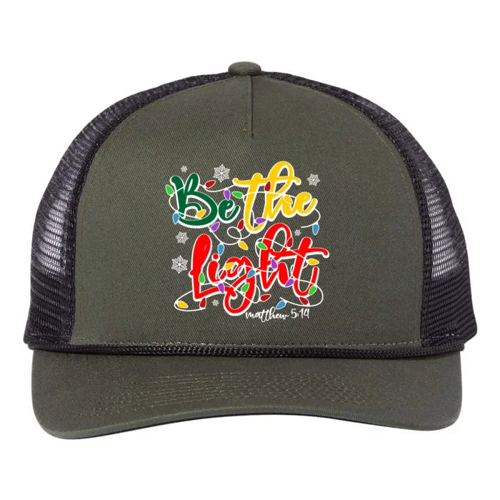 Be The Light Matthew 5 14 Jesus Christmas Lights Retro Rope Trucker Hat Cap