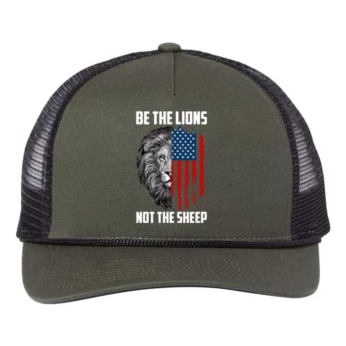 Be The Lions Not The Sheep USA American Flag Retro Rope Trucker Hat Cap