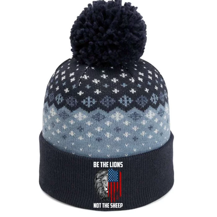 Be The Lions Not The Sheep USA American Flag The Baniff Cuffed Pom Beanie