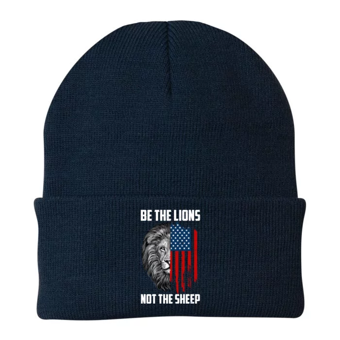 Be The Lions Not The Sheep USA American Flag Knit Cap Winter Beanie