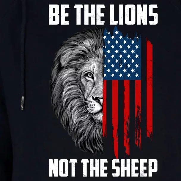 Be The Lions Not The Sheep USA American Flag Womens Funnel Neck Pullover Hood