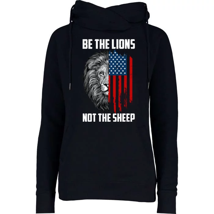 Be The Lions Not The Sheep USA American Flag Womens Funnel Neck Pullover Hood