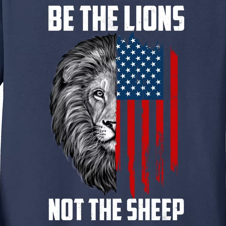 Be The Lions Not The Sheep USA American Flag Kids Long Sleeve Shirt