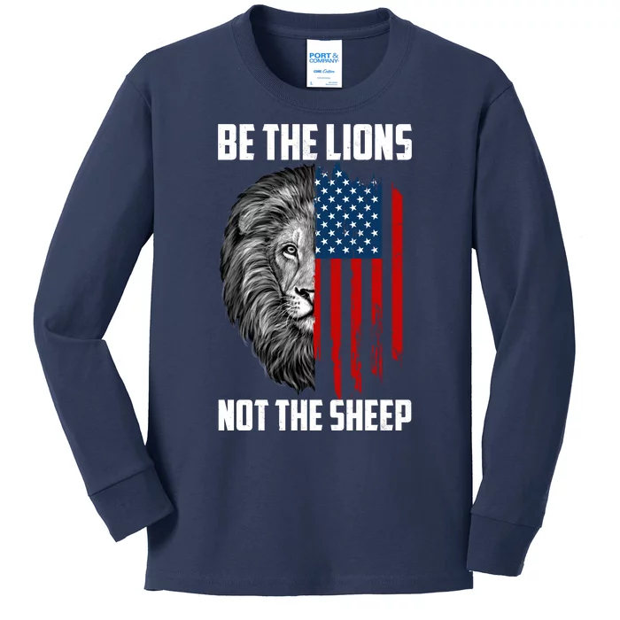 Be The Lions Not The Sheep USA American Flag Kids Long Sleeve Shirt