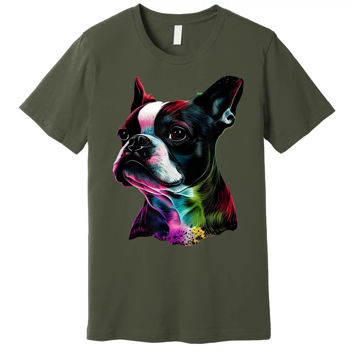 Boston Terrier Lovers Colorful Pop Art Boston Terrier Premium T-Shirt