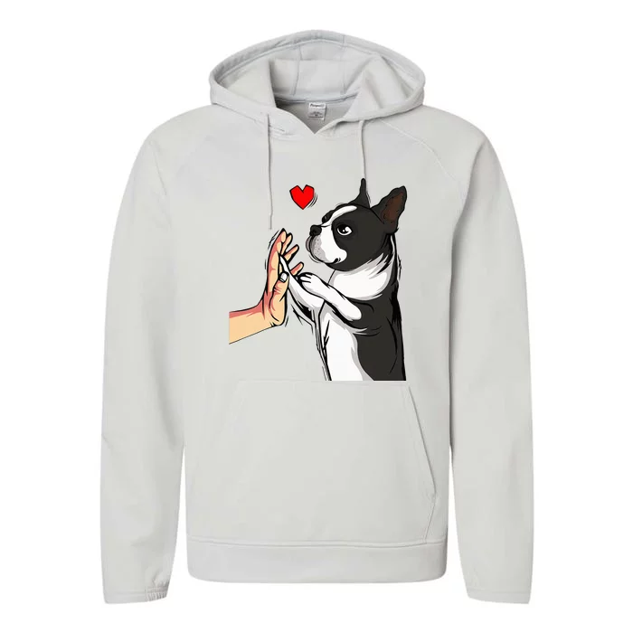 Boston Terrier Love Bostie Dog Mom Funny Performance Fleece Hoodie