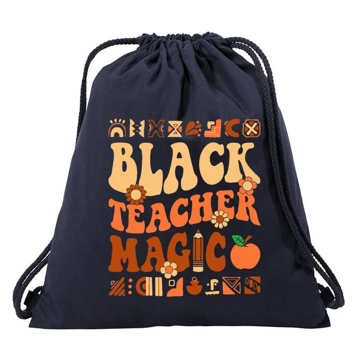 Black Teacher Magic Melanin Africa History Pride Teacher Drawstring Bag