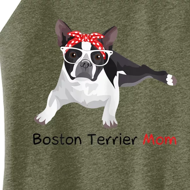 Boston Terrier Mom Bandana Womens Boston Terrier. Dog Women’s Perfect Tri Rocker Tank