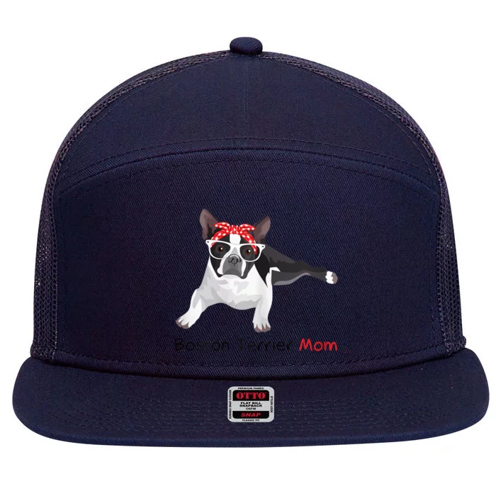 Boston Terrier Mom Bandana Womens Boston Terrier. Dog 7 Panel Mesh Trucker Snapback Hat