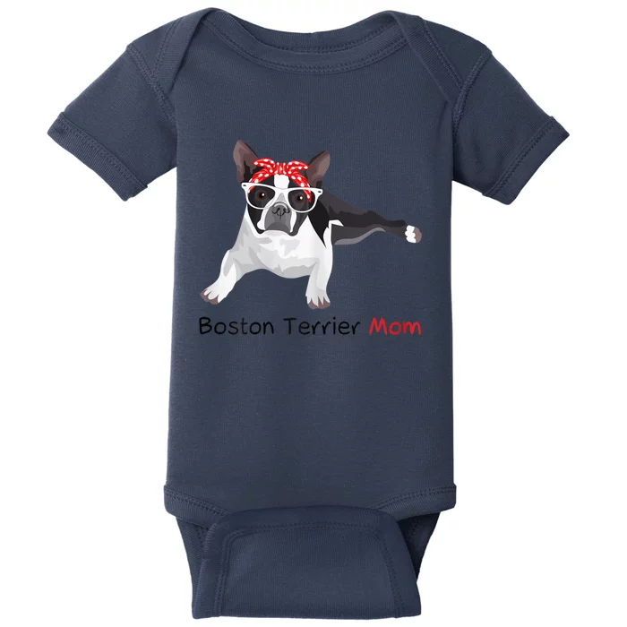 Boston Terrier Mom Bandana Womens Boston Terrier. Dog Baby Bodysuit