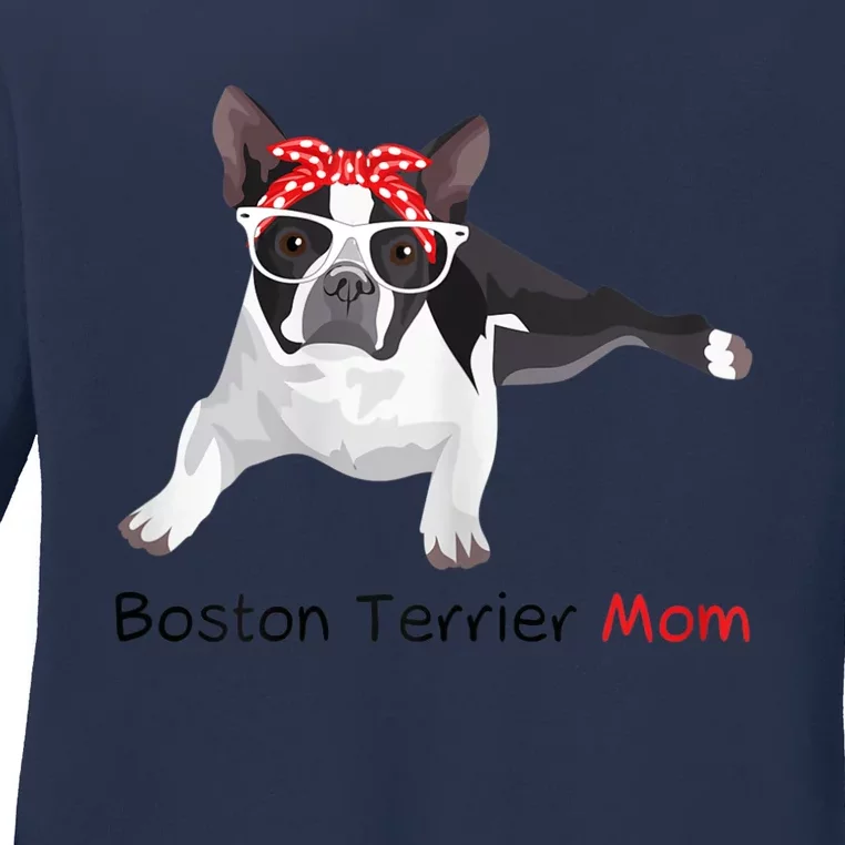 Boston Terrier Mom Bandana Womens Boston Terrier. Dog Ladies Long Sleeve Shirt