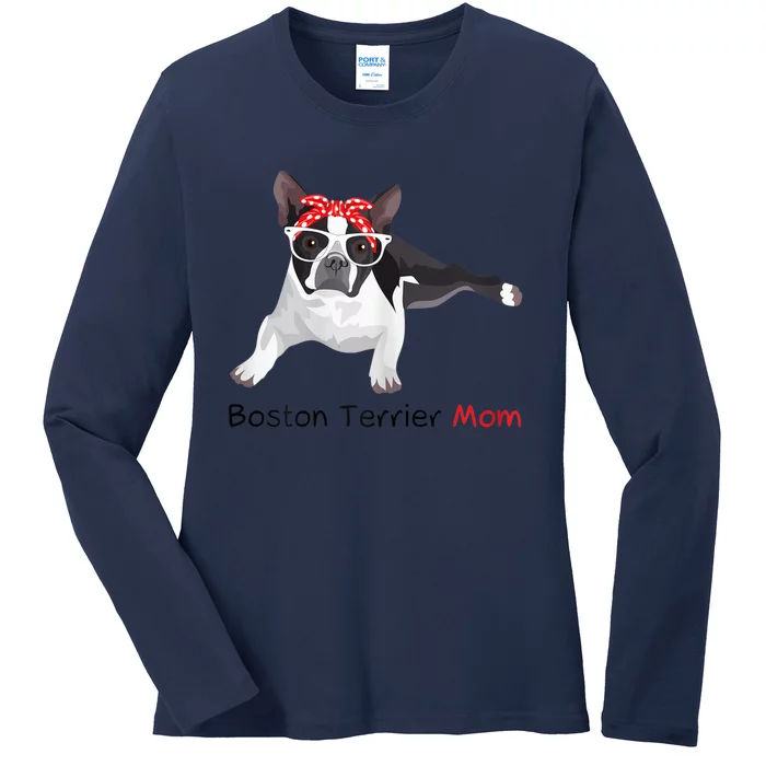 Boston Terrier Mom Bandana Womens Boston Terrier. Dog Ladies Long Sleeve Shirt