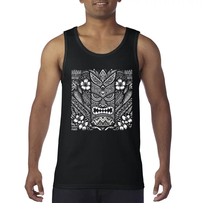 Bohemian Tiki Mask Front & Back Polynesian Style Boho Tank Top