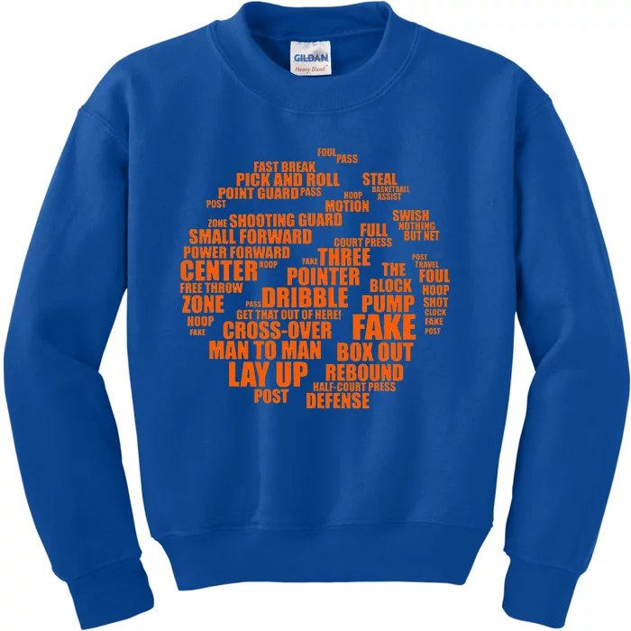 Basketball Terms Motivational Word Cloud Kids Sweatshirt