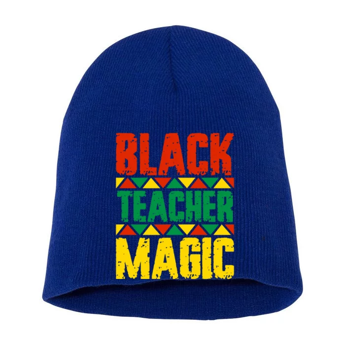 Black Teacher Magic Funny Gift Short Acrylic Beanie