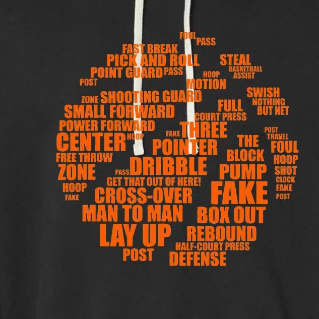 Basketball Terms Motivational Word Cloud Garment-Dyed Fleece Hoodie