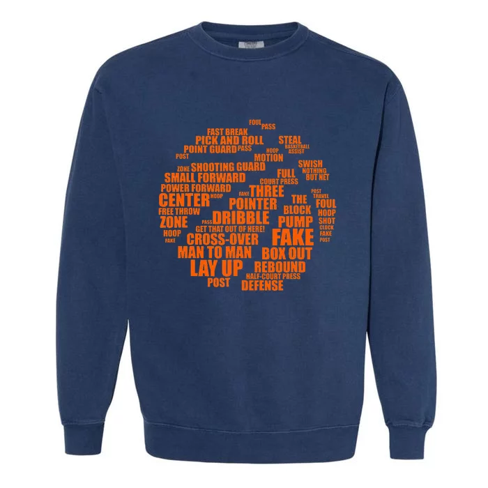 Basketball Terms Motivational Word Cloud Garment-Dyed Sweatshirt