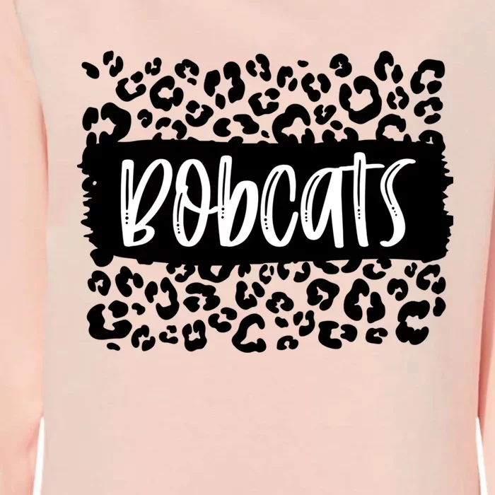 Bobcats Team Mascot School Spirit Game Night Leopard Print Gift Womens California Wash Sweatshirt