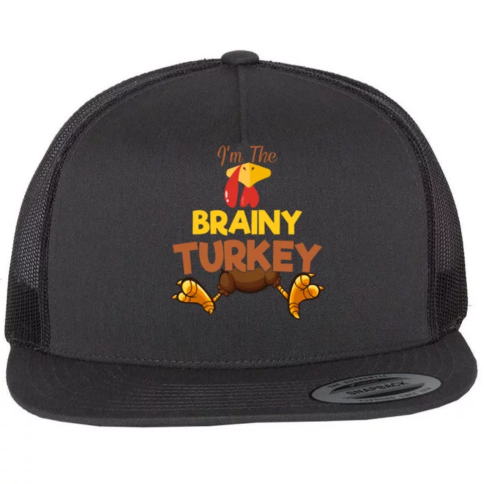 Brainy Turkey Matching Family Group Thanksgiving Gifts Flat Bill Trucker Hat